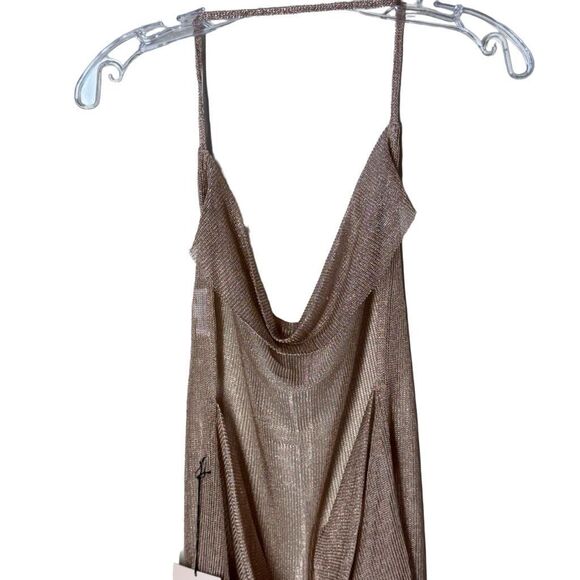 Superdown REVOLVE Brina Mini Dress in Rose Gold Metallic Knit M FLAWS - Picture 9 of 15